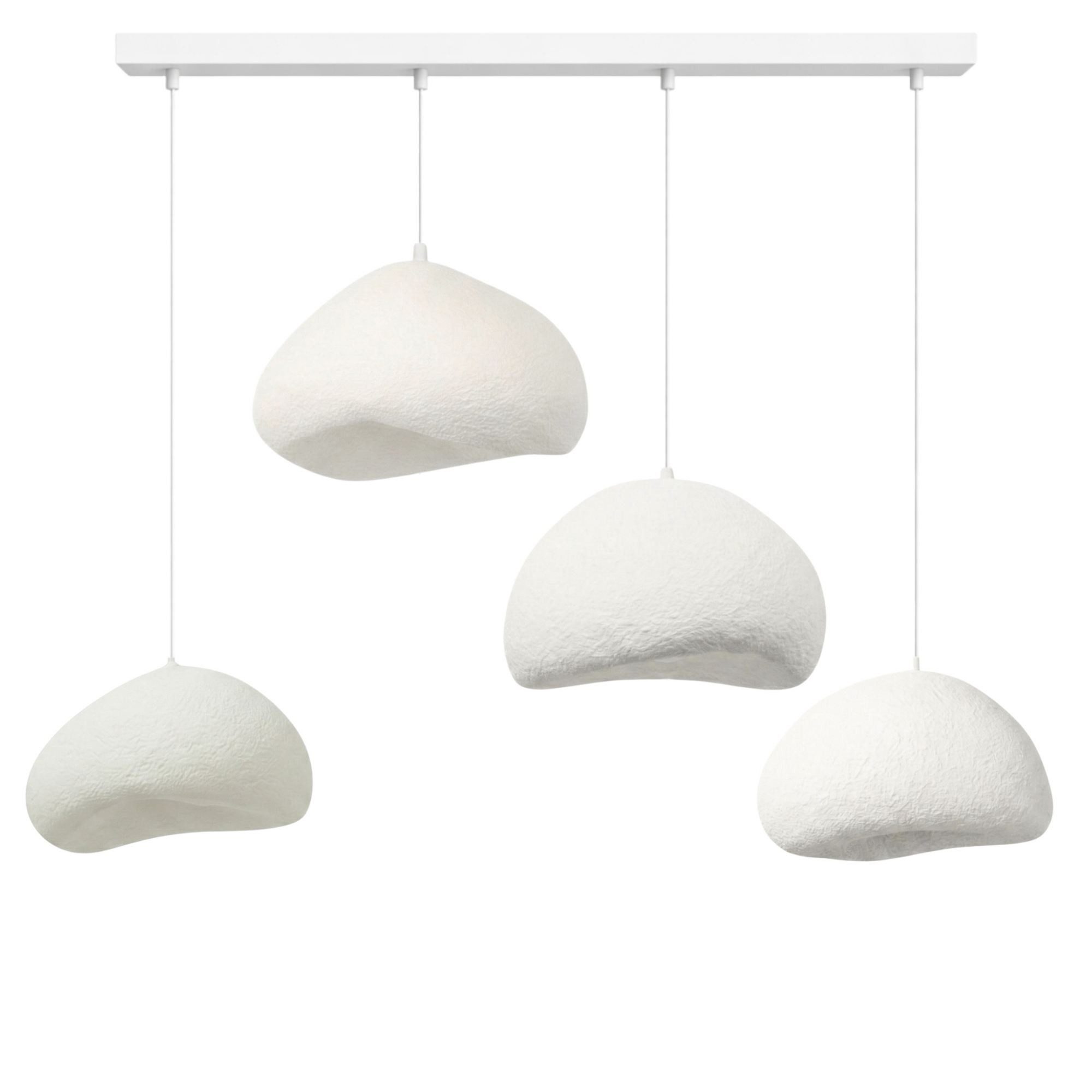 Opviq Kronleuchter Neu Wabi Loval, ohne Leuchtmittel, 4-flammig weiß mit Fiberglas-Lampenschirmen, E27