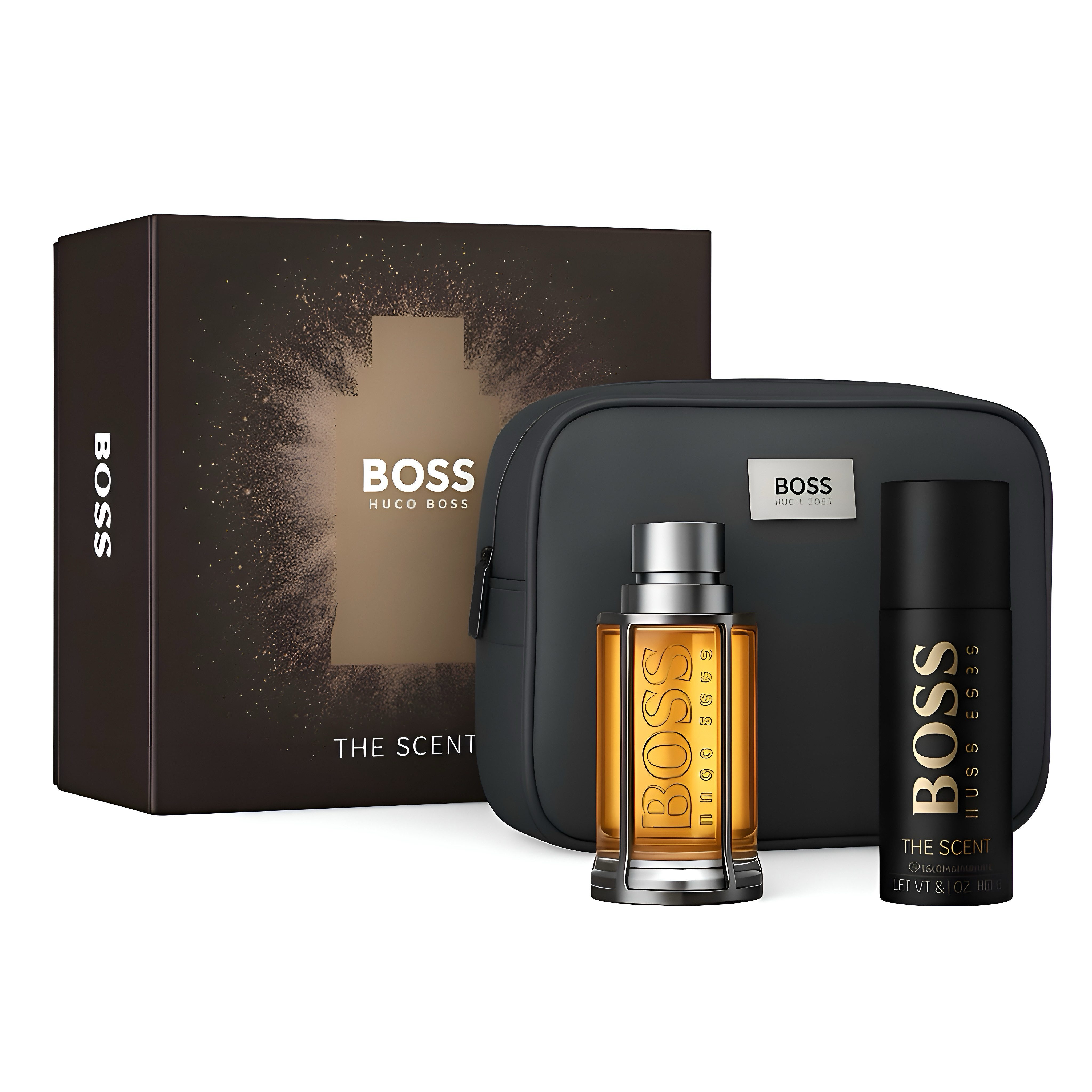 Eau de Parfum Hugo Boss Set The Scent mit Deo Spray 150 ml, BOSS Kulturbeutel