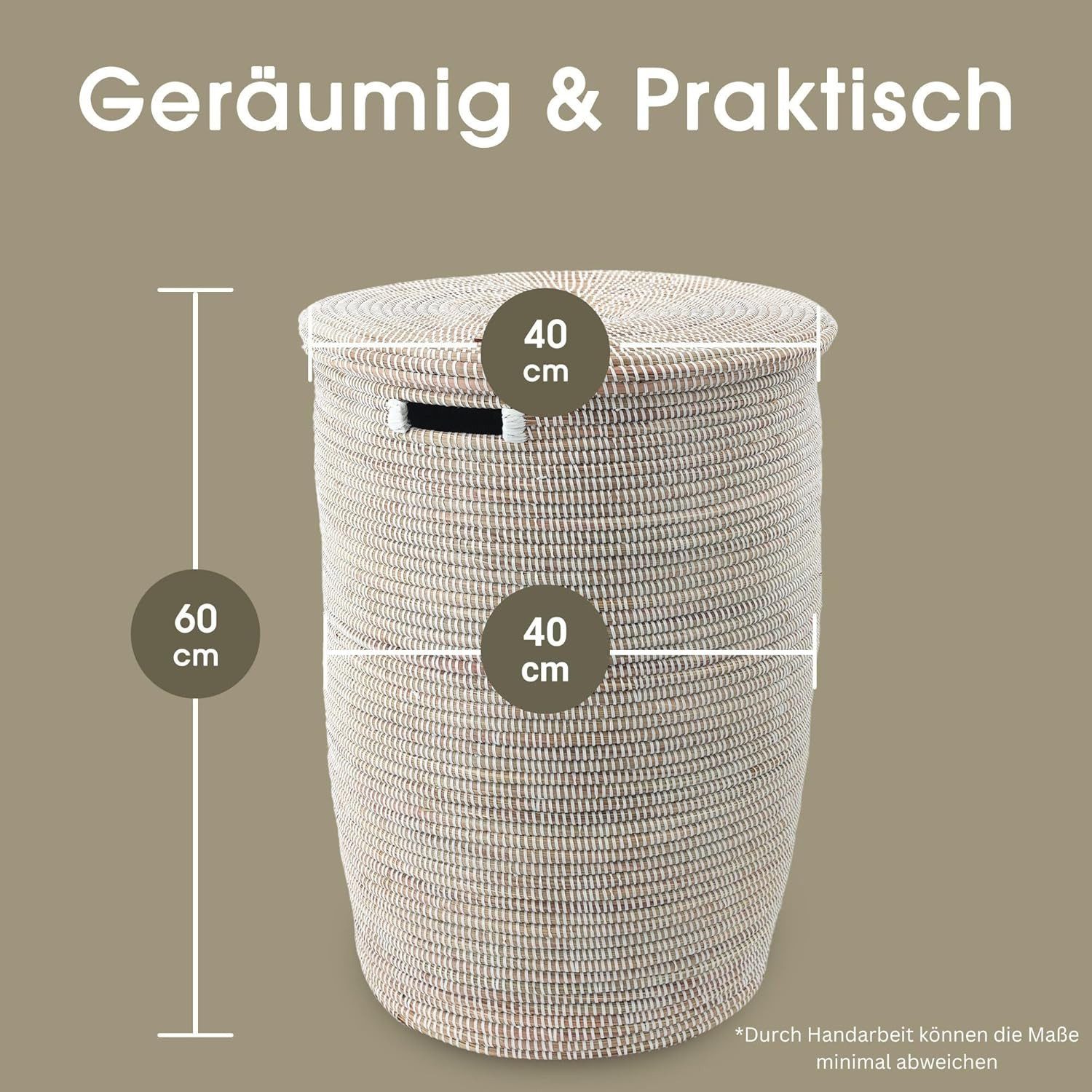YAADU Wäschekorb mit flachem Deckel 80L günstig online kaufen