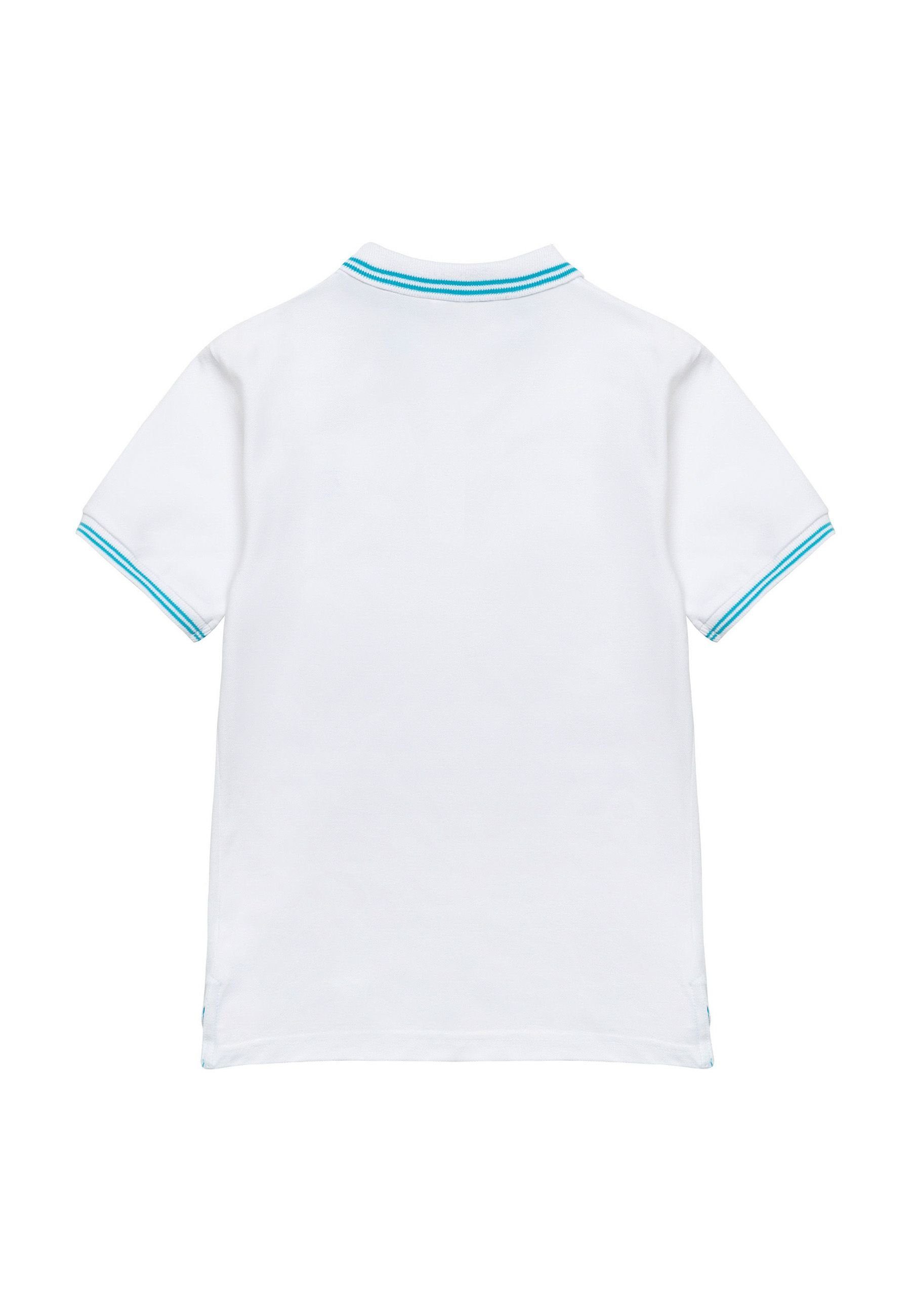 MINOTI Poloshirt Poloshirt Kontrastelementen Weiß mit (1y-14y)