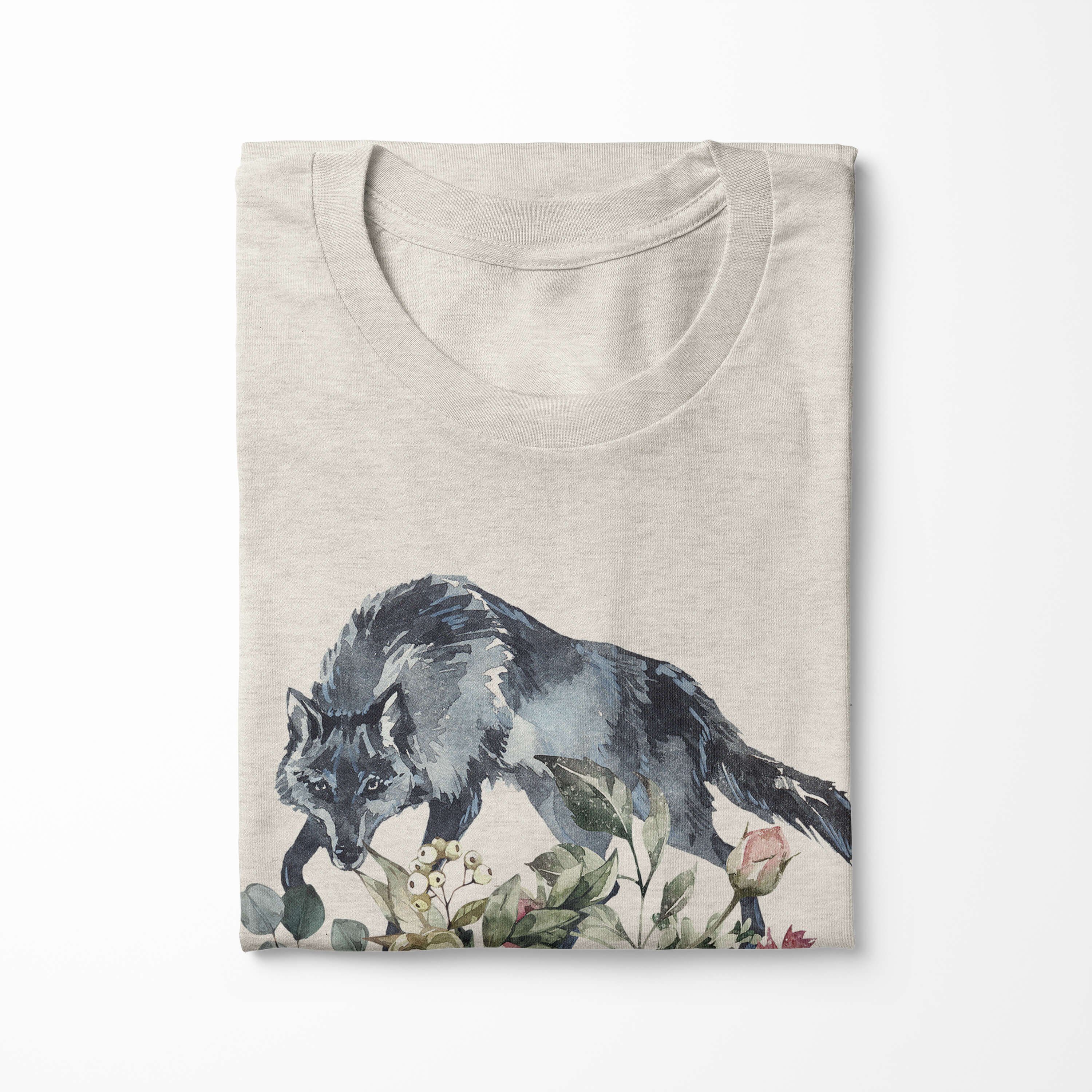 erneuer 100% Motiv Nachhaltig Sinus T-Shirt Aquarell Bio-Baumwolle Shirt Herren T-Shirt gekämmte Ökomode (1-tlg) Art Wolf aus