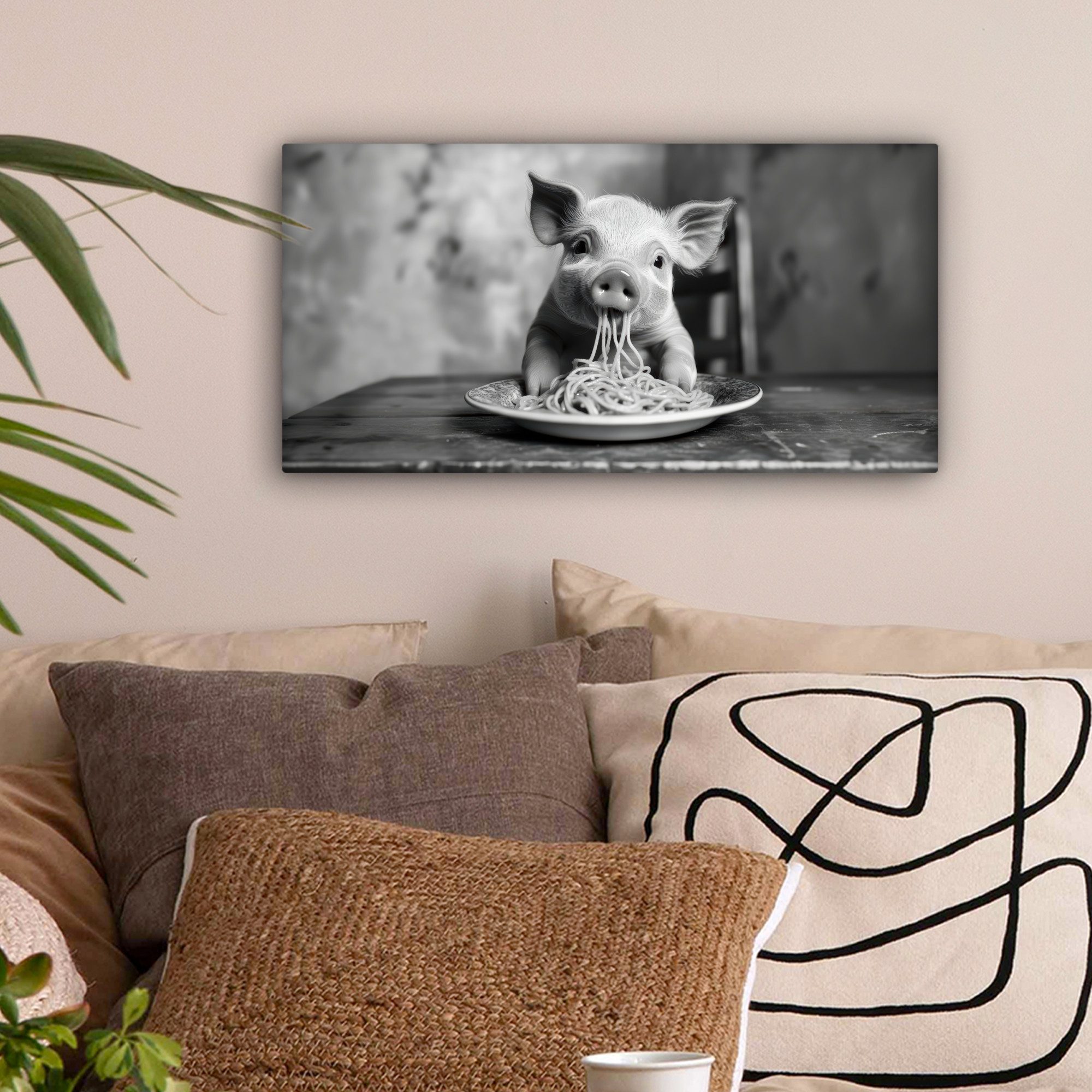 OneMillionCanvasses® Leinwandbild Panorama Schwein - Niedlich günstig online kaufen