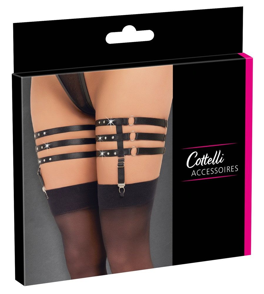 Cottelli Collection Strumpfband Straps-Strumpfband - schwarz, mit Schmucksteinen – Bild 4 von 4