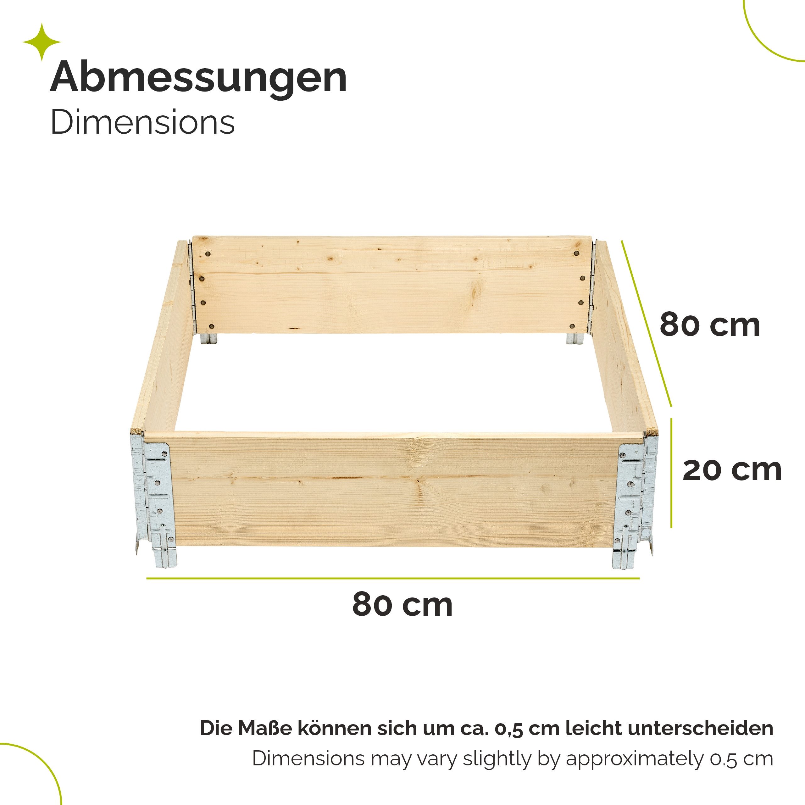 Garronda Hochbeet-Profil Palettenrahmen 80x80x20 cm Hochbeet Holz für Pflanzen GD-0075 (1-St)