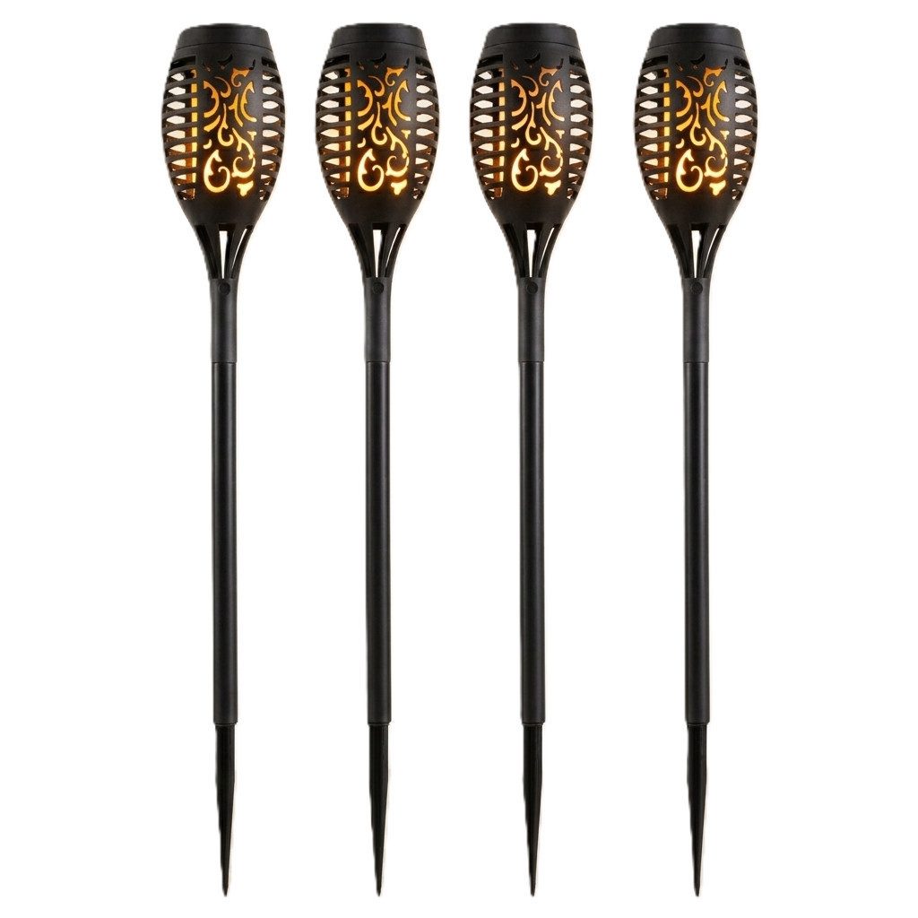 Ikonka LED Solarleuchte Solar Flammenlicht Gartenleuchte LED 4er Set Außen, LED fest integriert, Warmweiß, Solar Gartenfackeln mit Flammeneffekt und automatischer Beleuchtung