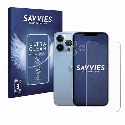 Savvies Schutzfolie für Apple iPhone 13 Pro (Display+Kamera), Displayschutzfolie, 6 Stück, Folie klar