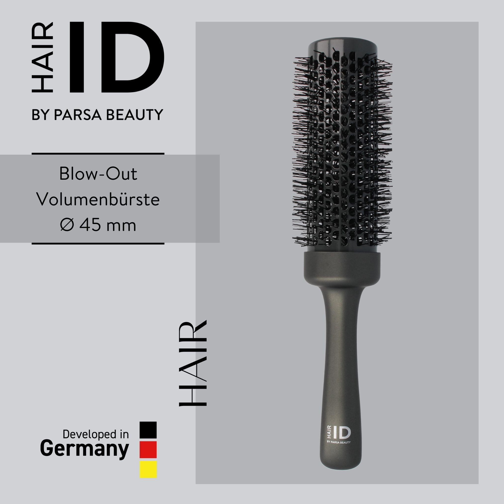 PARSA Beauty Haarbürste Hair ID Control & Volume Rundb?rste 45 mm, XXL-Volumen & Keramik-Glanz
