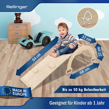 Rellinger Klettergerüst 4in1 Kletterbogen mit Rutsche & Kletterbogen [HÖHENVERSTELLBAR], (inkl. multifunktions Rampe - Sicheres Klettergerüst Indoor ab 1 Jahr - Pikler Dreieck für motorische Fähigkeiten)