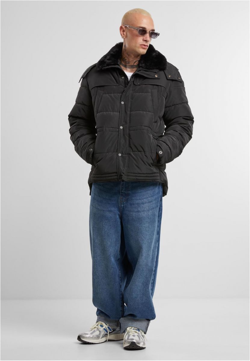 URBAN CLASSICS Outdoorjacke Puffer Jacket With Detachable Fur Collar Herren Jacke