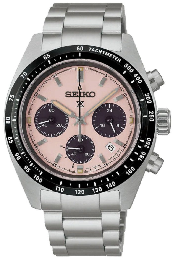 Seiko Solaruhr Herrenuhr, Solar-Chronograph Edelstahl - Rosa Zifferblatt