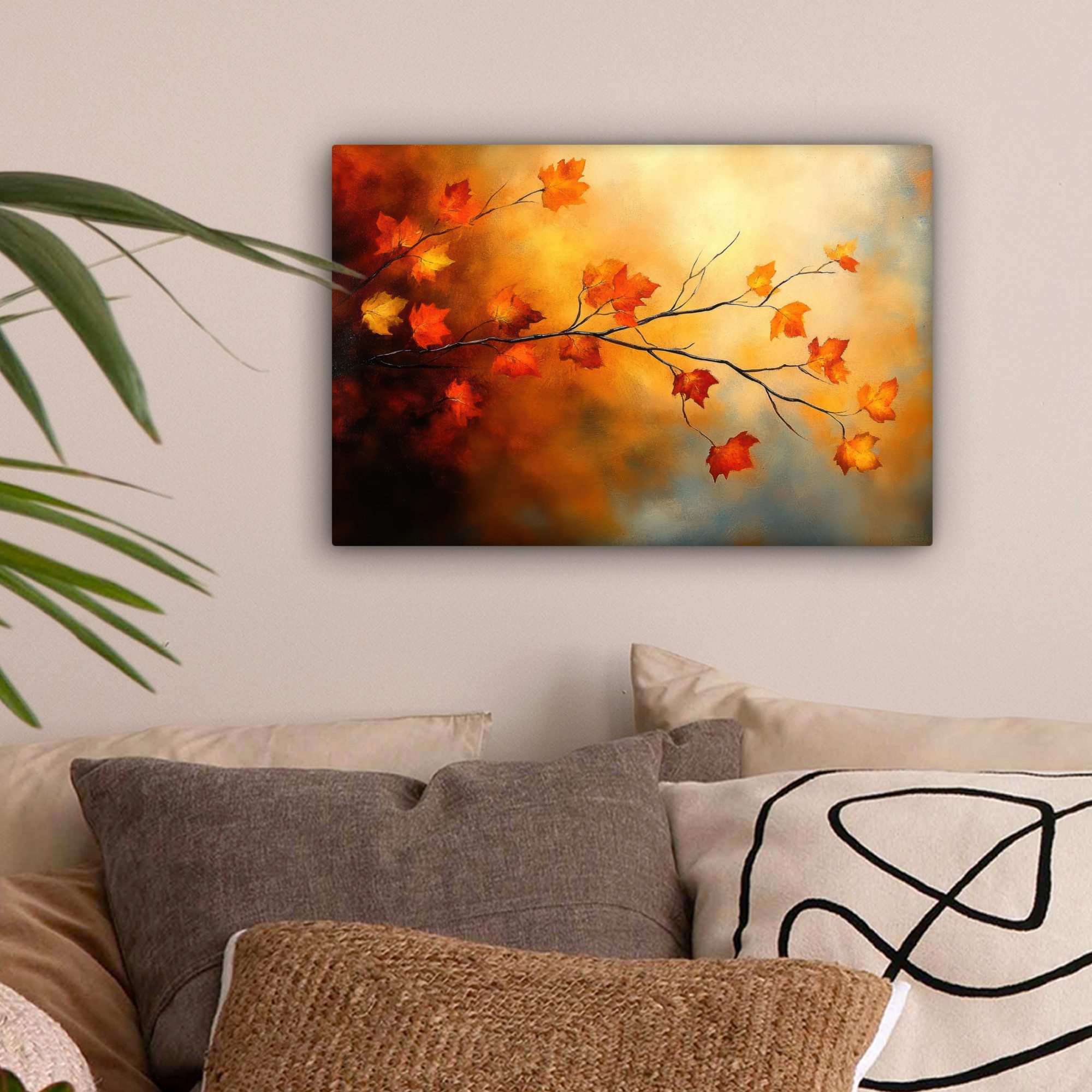 OneMillionCanvasses® Leinwandbild Herbstblätter - Orange - günstig online kaufen
