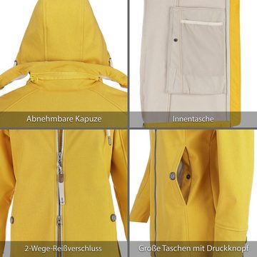 Dry Fashion Softshelljacke Damen Softshell Mantel Sellin Meliert mit Fleece-Futter und Kapuze