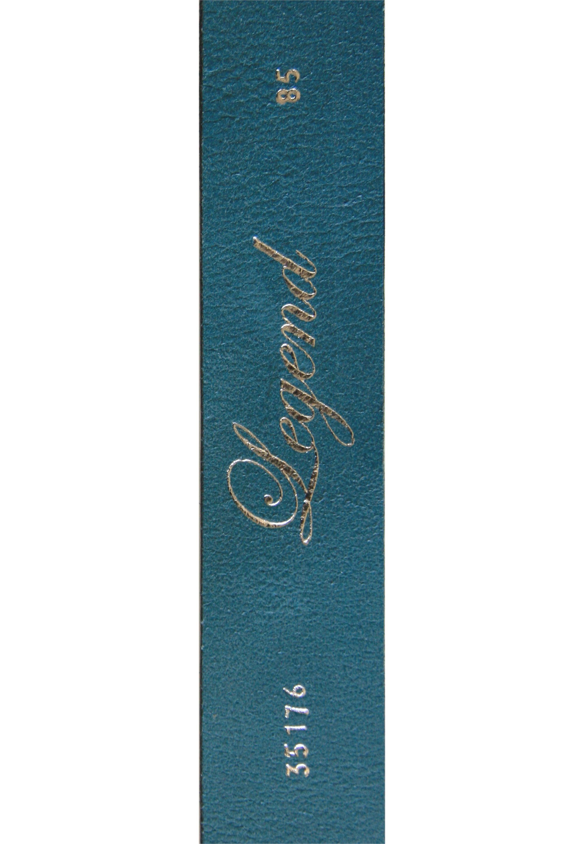Rechteck-Schließe schlichter Ledergürtel blau mit Legend
