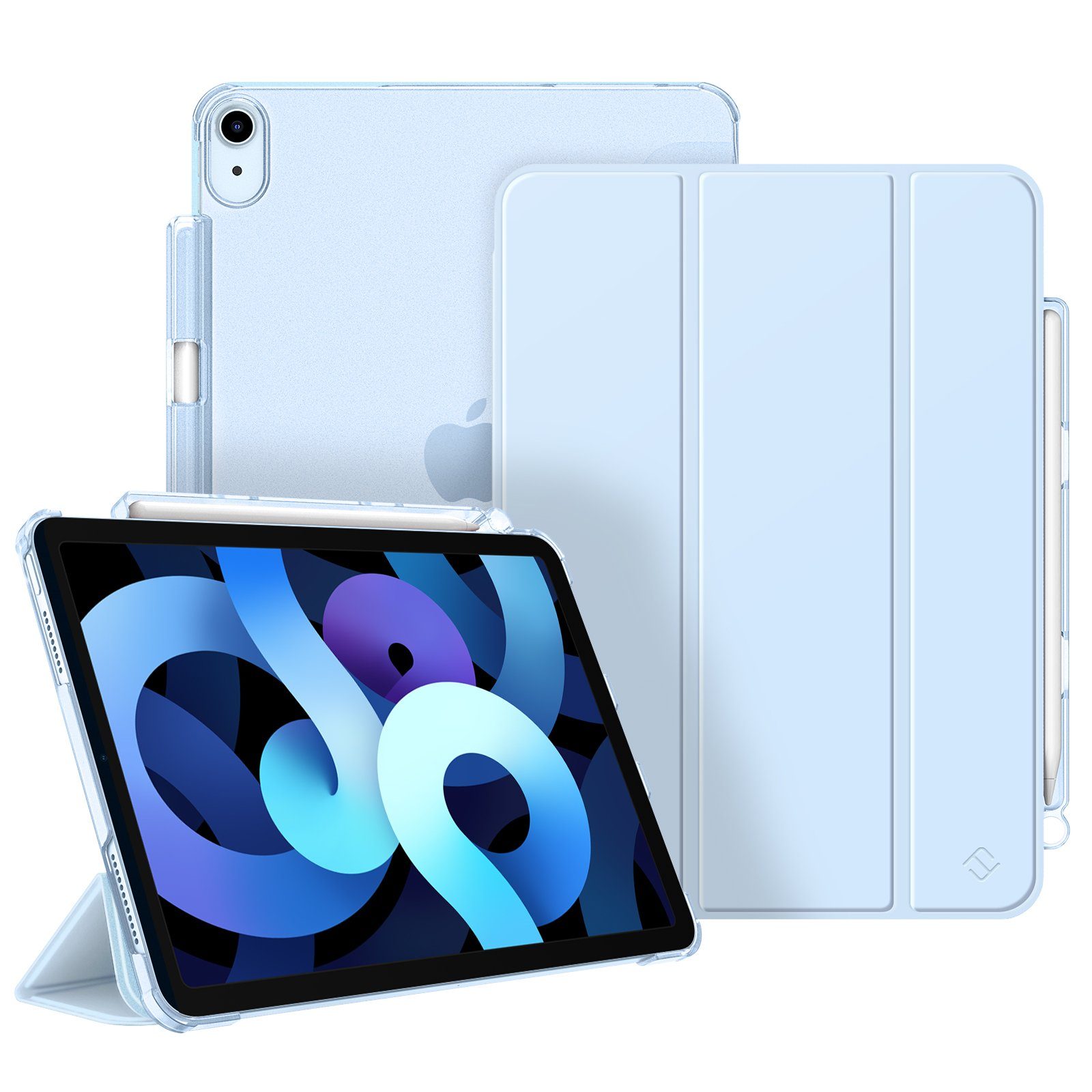 Fintie Tablet-Hülle für iPad Air 11 Zoll M3 2025/M2 2024, iPad Air 5 2022/Air 4 2020 10.9 Zoll, mit Stifthalter, ultradünne leichte Hülle mit transparenter Rückseite
