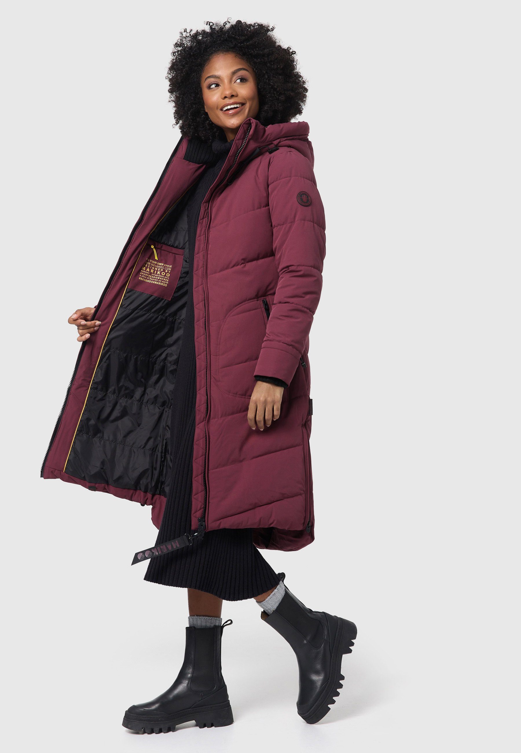 Marikoo Winterjacke Benikoo langer Winter Mantel gesteppt