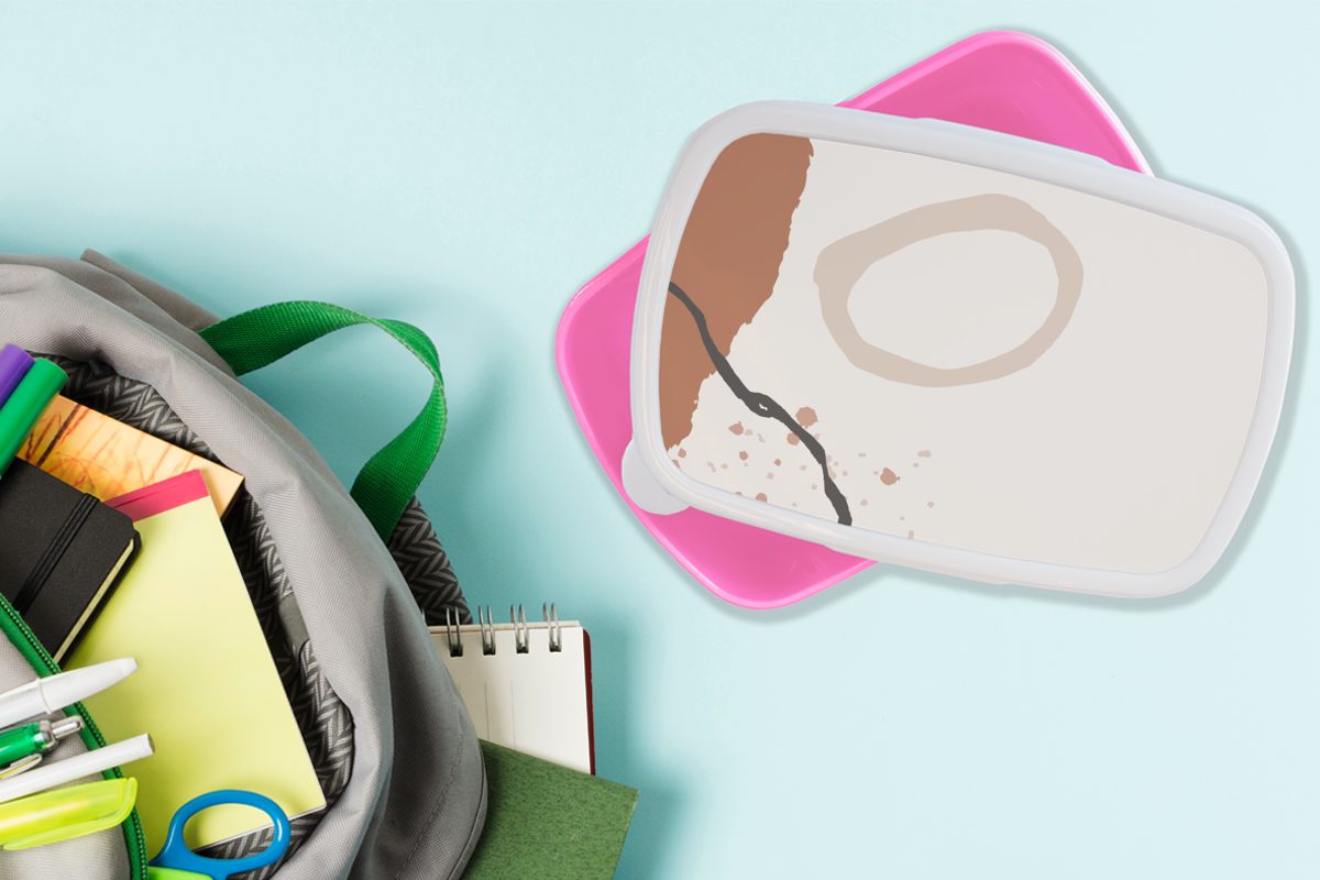 Grau, Sommer Kunststoff Lunchbox Brotdose MuchoWow - Abstrakt Snackbox, Mädchen, - für (2-tlg), Erwachsene, Kinder, rosa Kunststoff, Brotbox