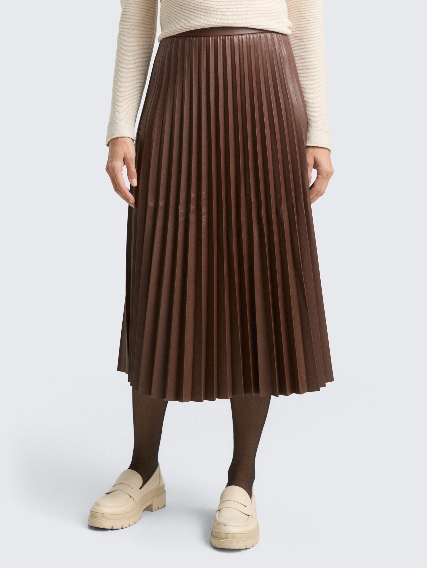 TOM TAILOR Sommerrock Röcke Plissee Midi-Rock in Lederoptik günstig online kaufen