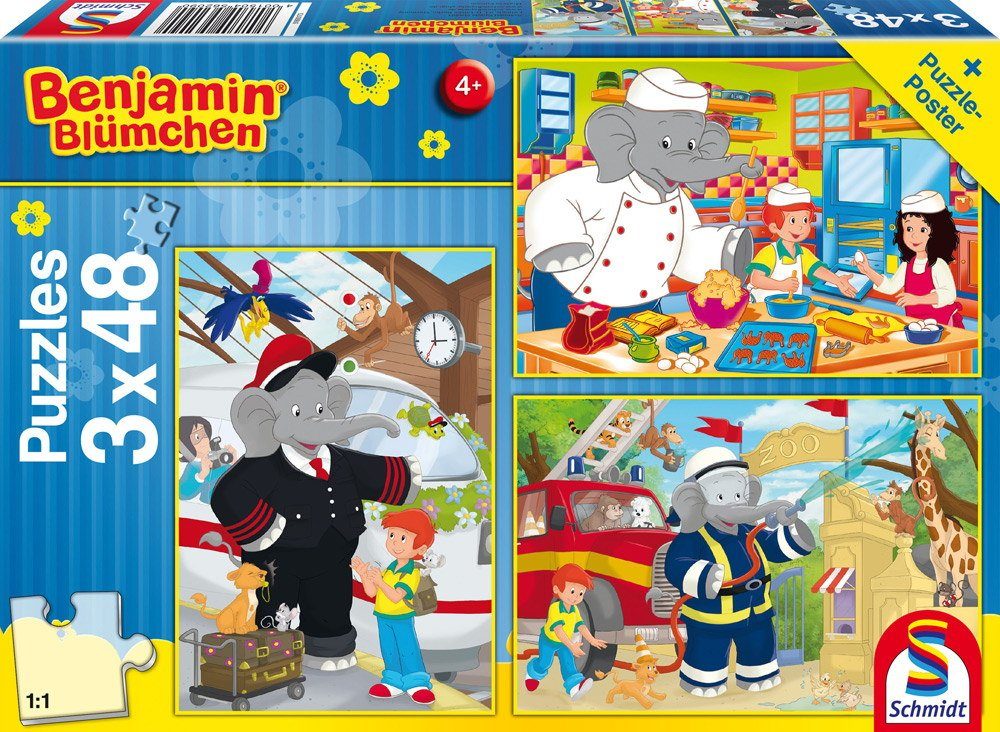 Schmidt Spiele Puzzle Kinder Puzzle Benjamin Blümchen Immer im Einsatz 56209, 48 Puzzleteile