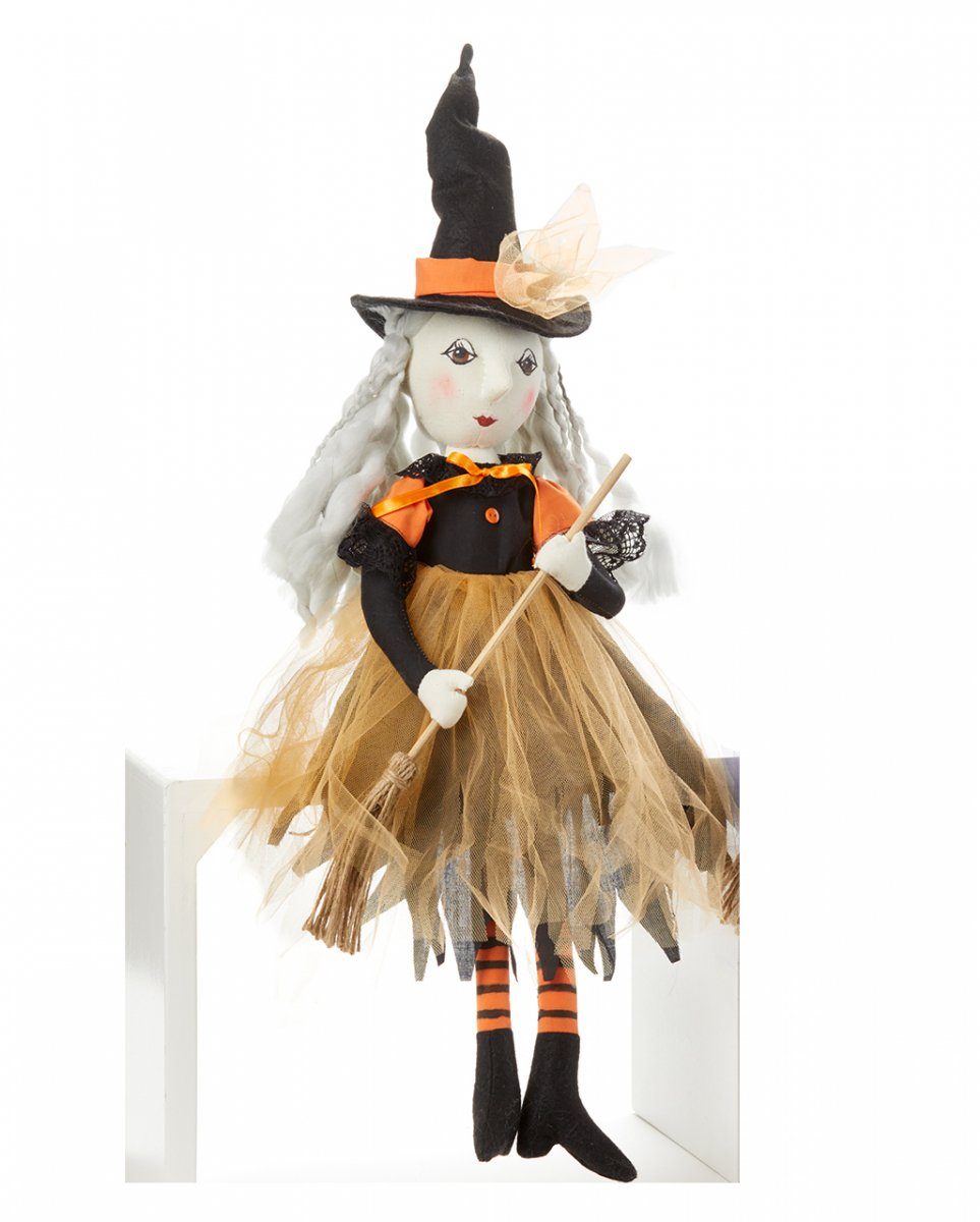 Horror-Shop Dekofigur Orange Halloween Hexe Kantenhocker Figur zur Dekor