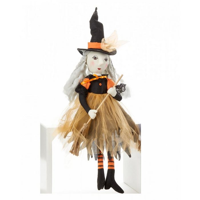 Horror-Shop Dekofigur Orange Halloween Hexe Kantenhocker Figur zur Dekor