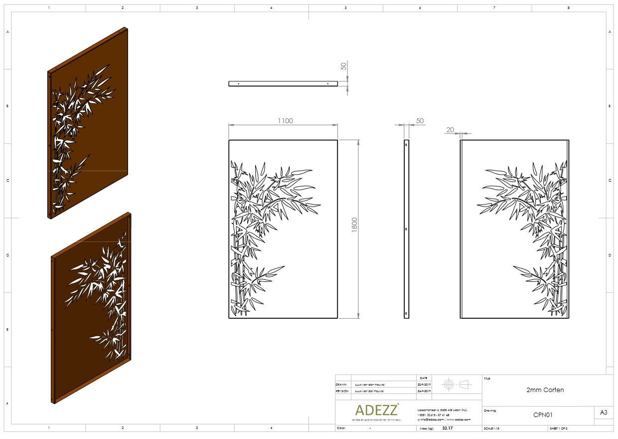 Adezz Sichtschutzelement Cortenstahl, witterungsbeständiger Cortenstahl