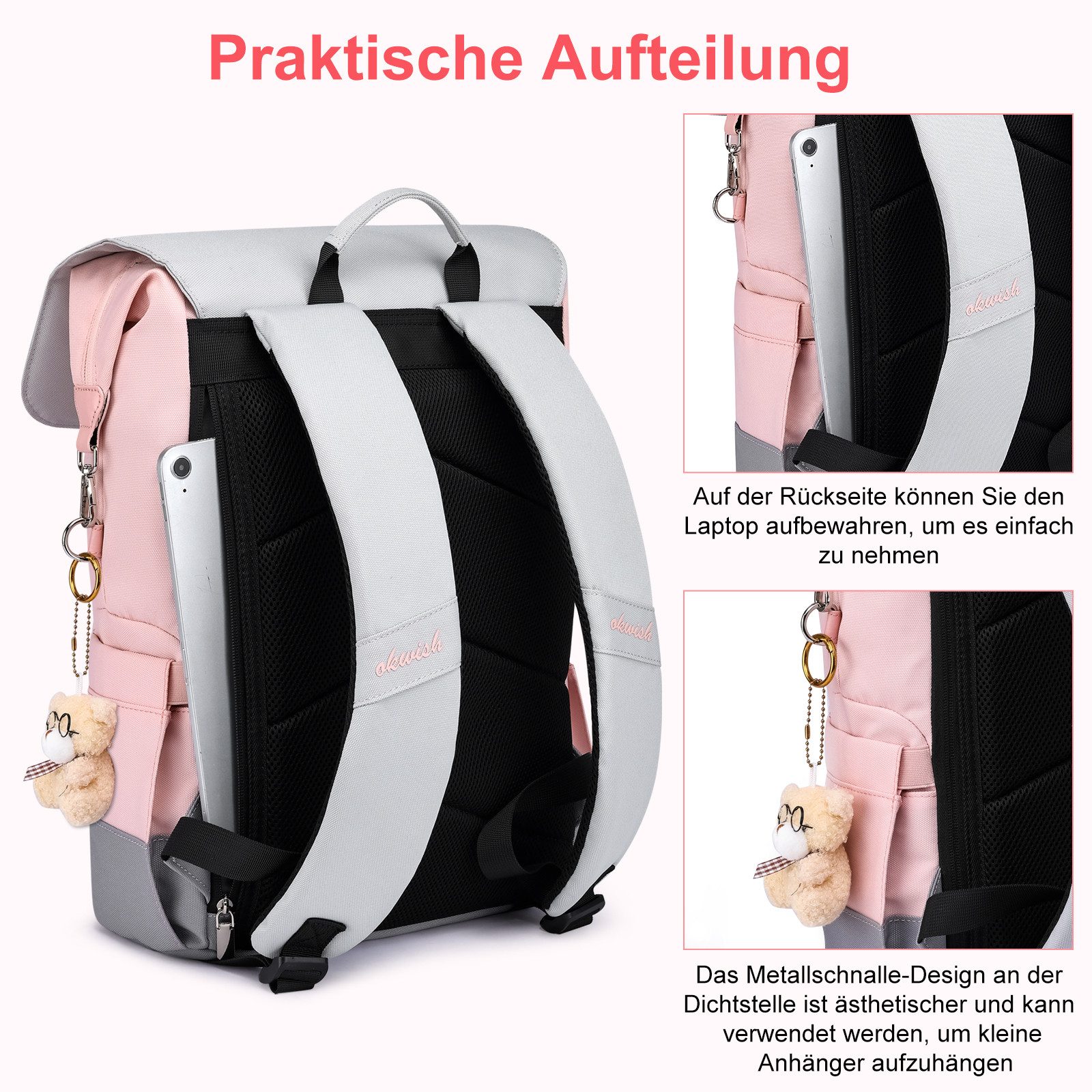 OKWISH Laptoprucksack Handtasche Freizeitrucksack Cityrucksack mit günstig online kaufen