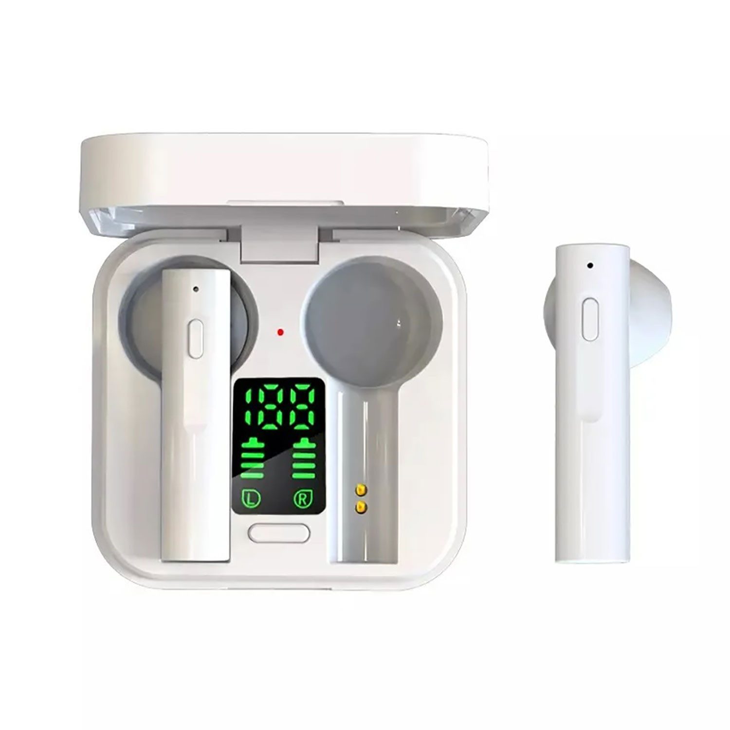 Denver TWS-62 True Wireless Bluetooth Earbuds In-Ear-Kopfhörer (Auto-Pairing, kabelloses Aufladen mit Lade-Transport-Box, Batterieladeanzeige, Freisprechfunktion, Touch Bedienfeld, Mikrofon, Kabel-Fernbedienung)