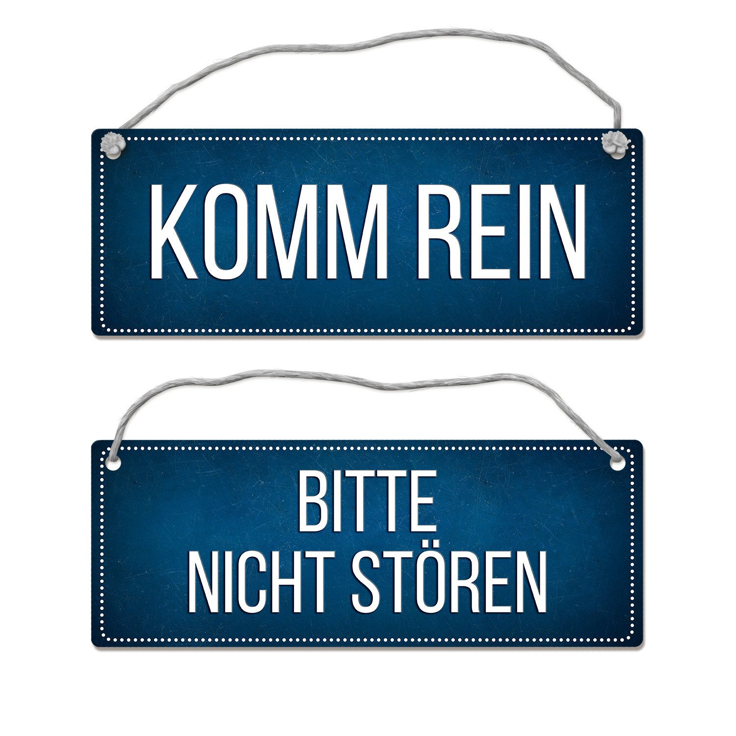 Metallschild Blaues Bitte nicht stören Komm rein Wendeschild mit Kordel Schild