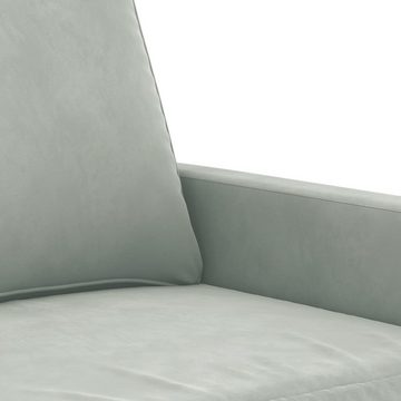 vidaXL Sofa 2-tlg. Sofagarnitur mit Kissen Hellgrau Samt