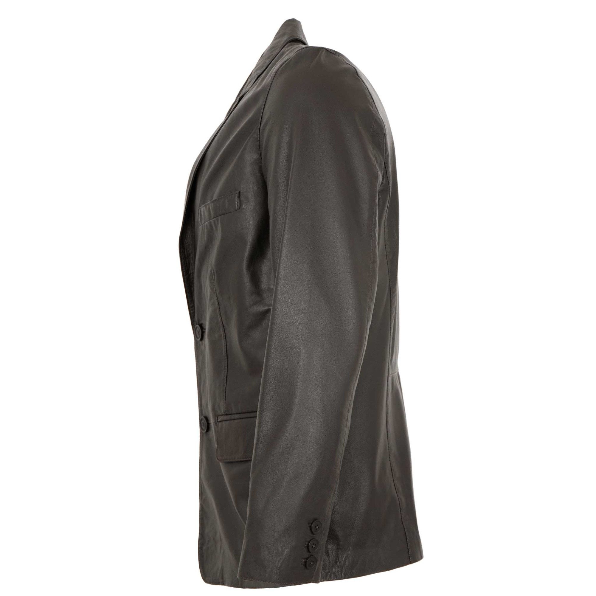 Maddox Lederjacke Claudio MADDOX - Herren Lederjacke Sakko Lammnappa dunkelbraun