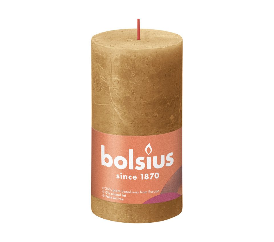 Bolsius Stumpenkerze Bolsius Rustik-Kerze Shine 13/7 cm gewürzbraun