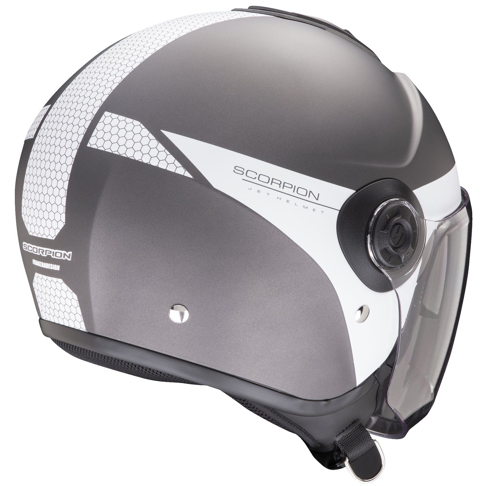 Scorpion Exo Motorradhelm Scorpion Exo-City II Short Jethelm Matt-Silber / Weiss (1er Set), jethelm für motorrad