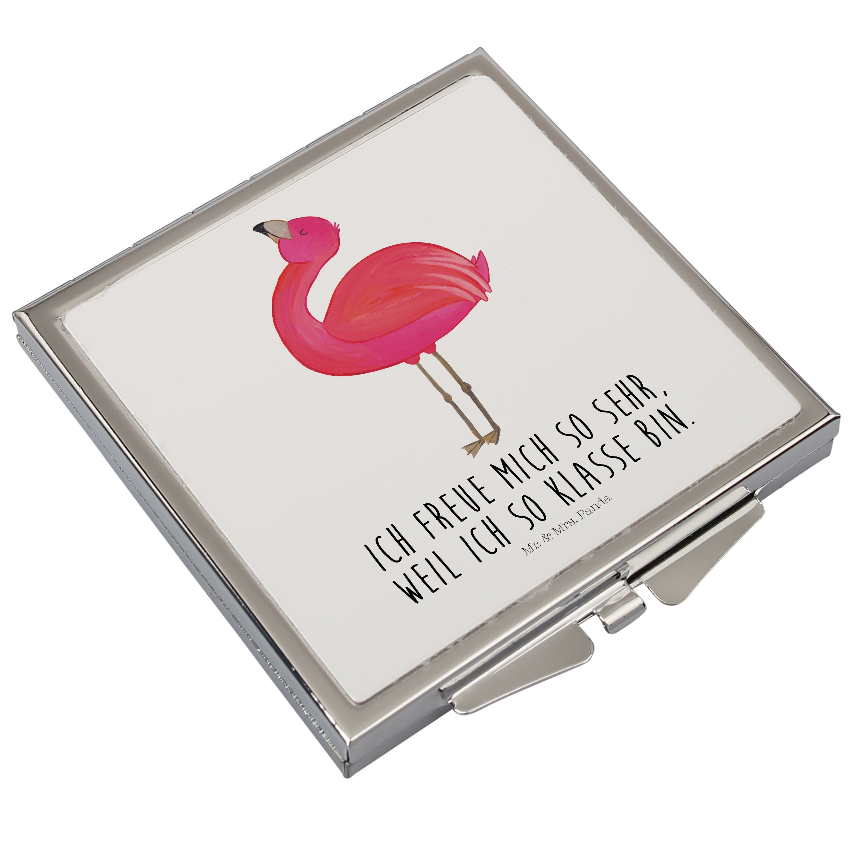 - Flamingo stolz Mr. & Schwester, Weiß - (1-St) Kosmetikspiegel Selbstliebe, Handtasche, Panda Mrs. Geschenk,