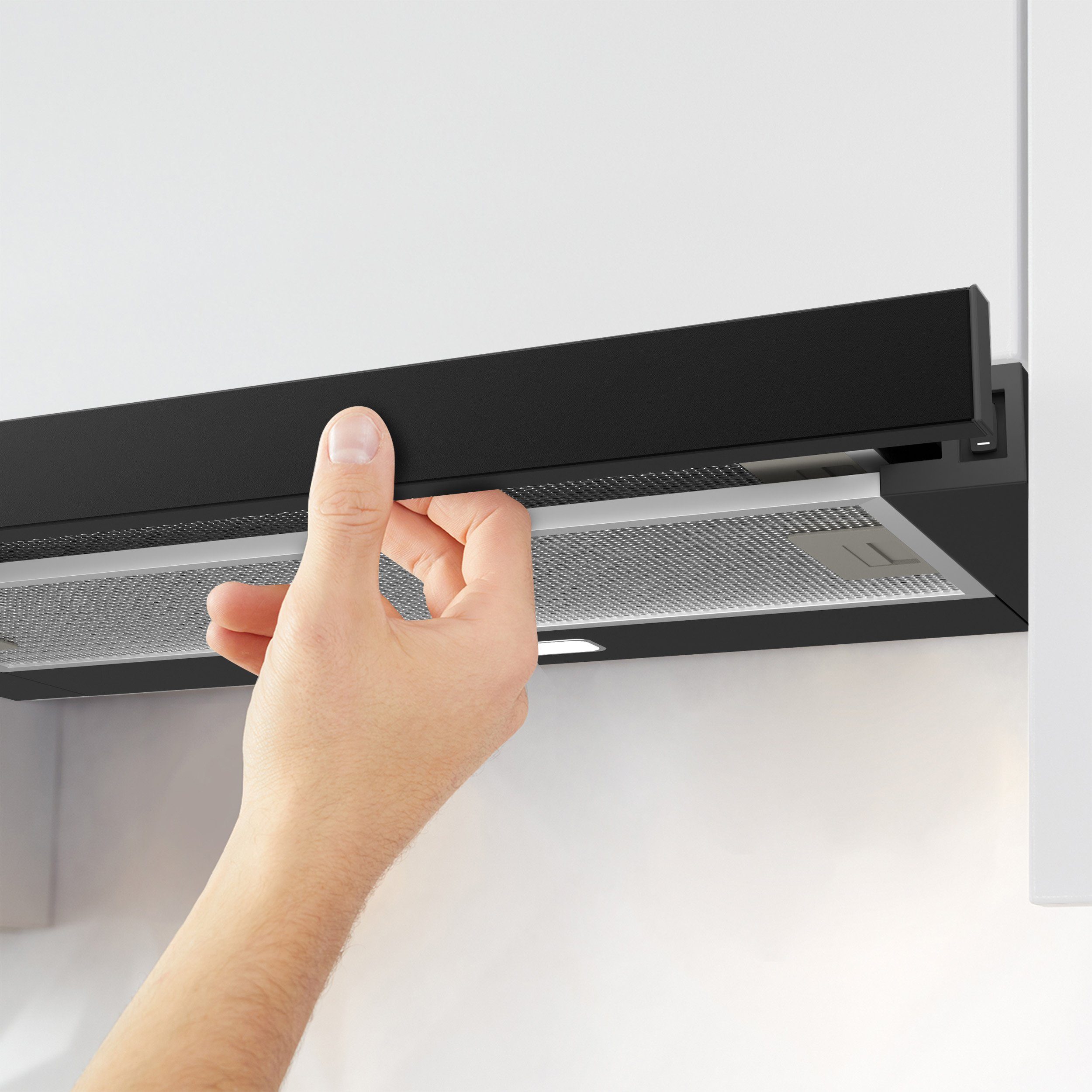 CIARRA Flachschirmhaube 60 cm ausziehbare Dunstabzugshaube Abluft & Umluft 2 Stufen VM6906DB 391 m³/h Teleskophaube 2 Aktivkohlefilter & Fettilter, Wippschalter – Bild 4 von 5