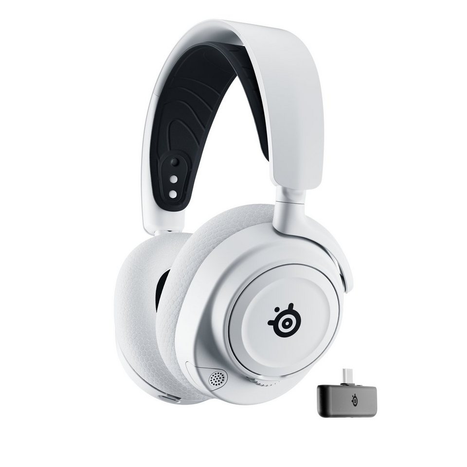 SteelSeries Arctis Nova 7X White Gaming-Headset (Noise-Cancelling),  Simultaneous Wireless (2.4GHz and Bluetooth) allows game and mobile audio  mixing