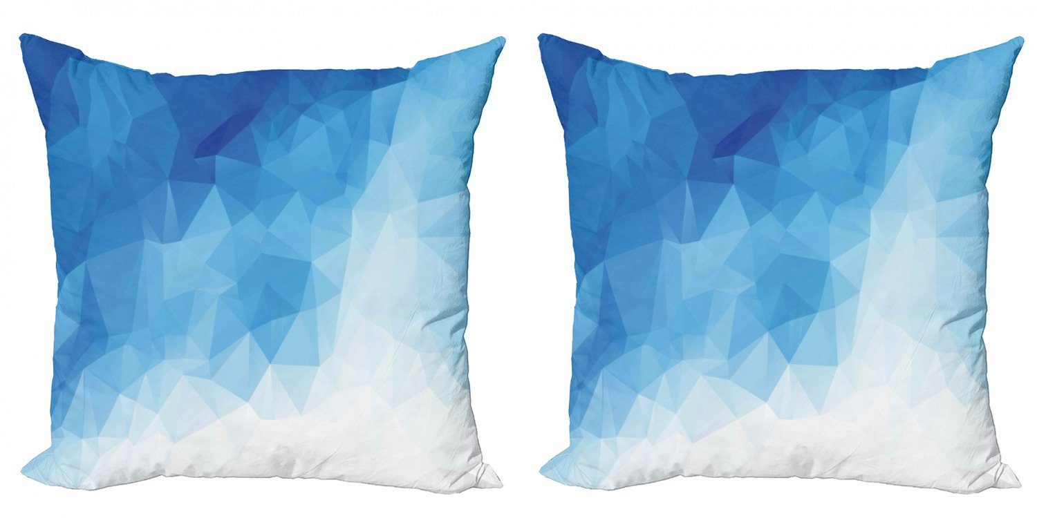 Kissenbezüge Modern Accent Doppelseitiger Digitaldruck, Abakuhaus (2 Stück), Blau Abstrakt Polygonal Ombre Art | Kissenbezüge