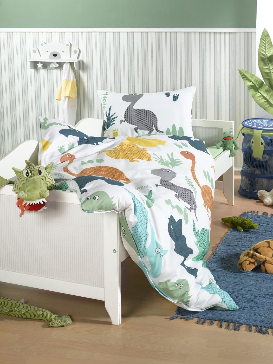 soma Babybettwäsche Baumwolle Renforce Garnitur 100x135 cm + 40x60 cm Dino günstig online kaufen
