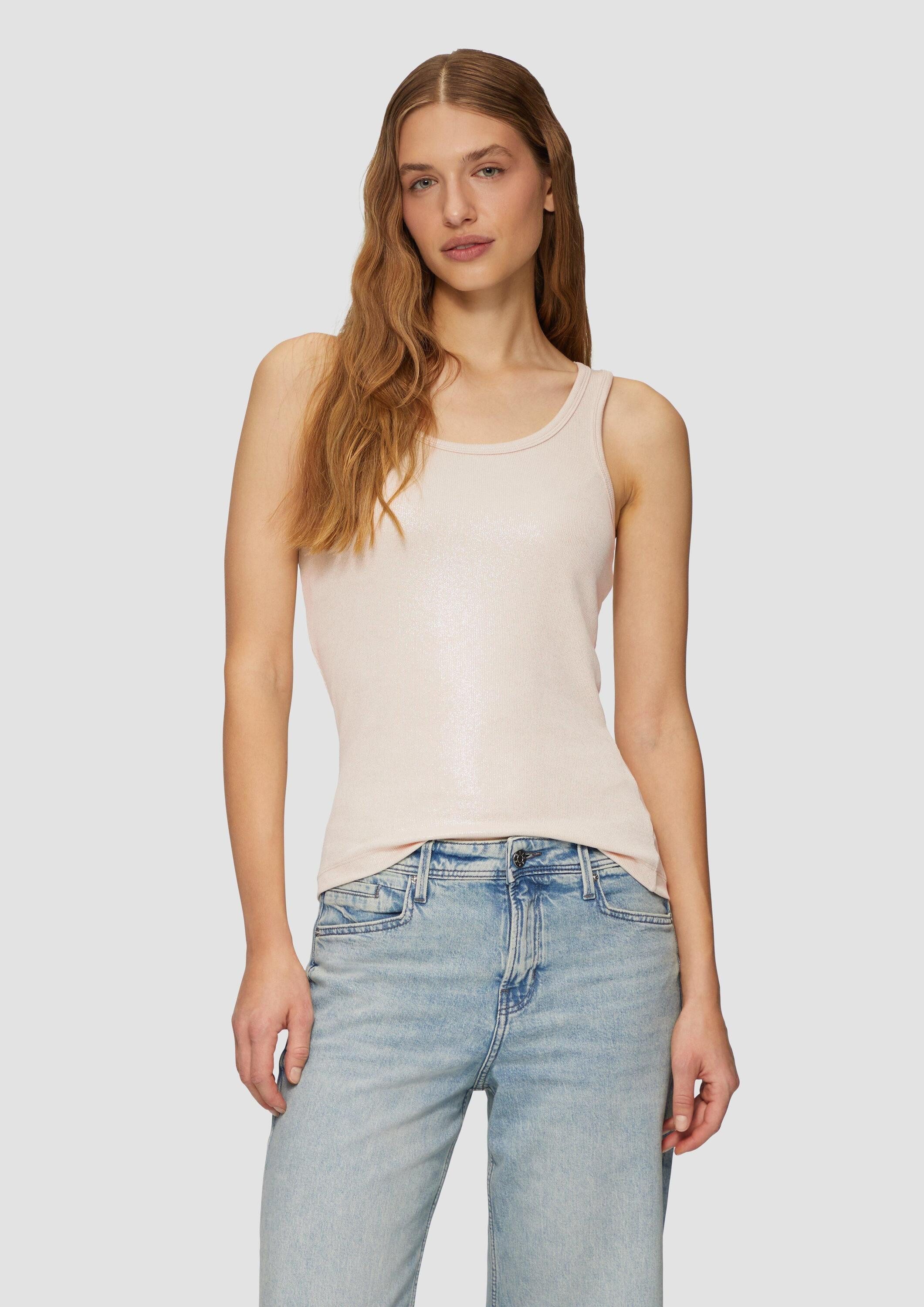 s.Oliver Muscleshirt T-Shirt Top mit Glitzer-Effekt