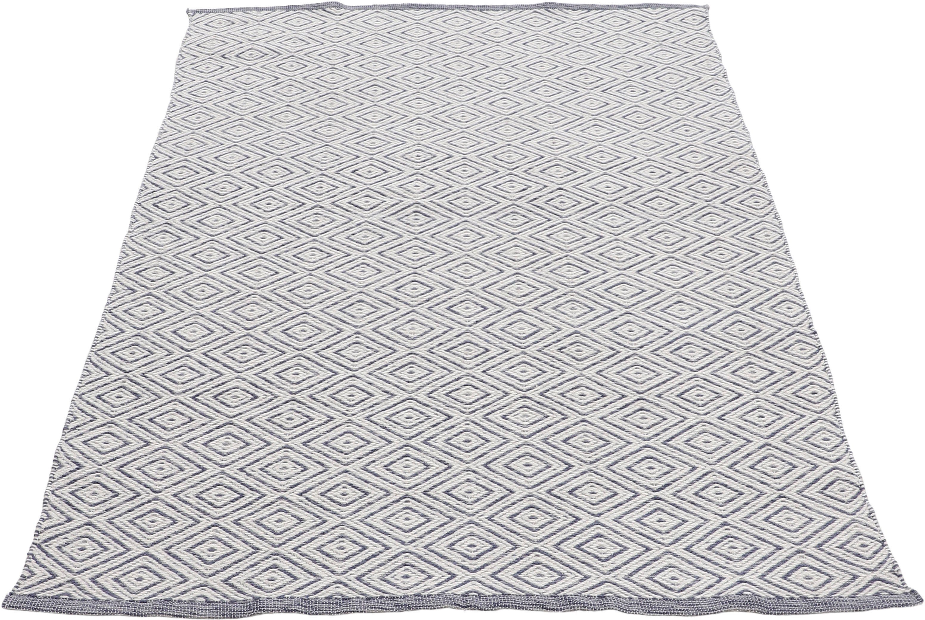 Teppich Frida 200, carpetfine, recyceltem rechteckig, Sisal blau 100% Optik (PET), mm, Material 7 Höhe: Wendeteppich, Flachgewebe