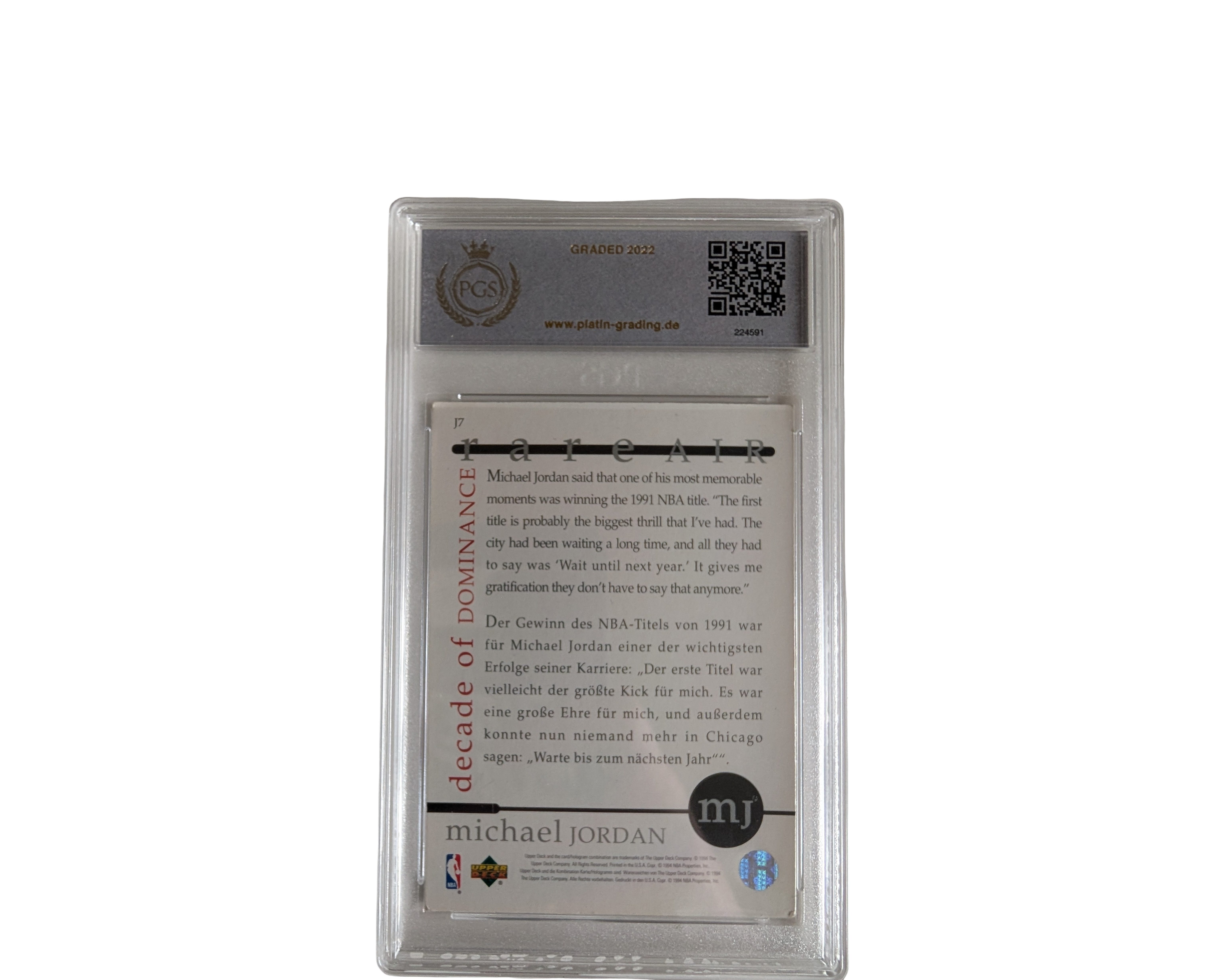 Upper Deck Sammelkarte Michael Jordan PGS 6 Decade of Dominance