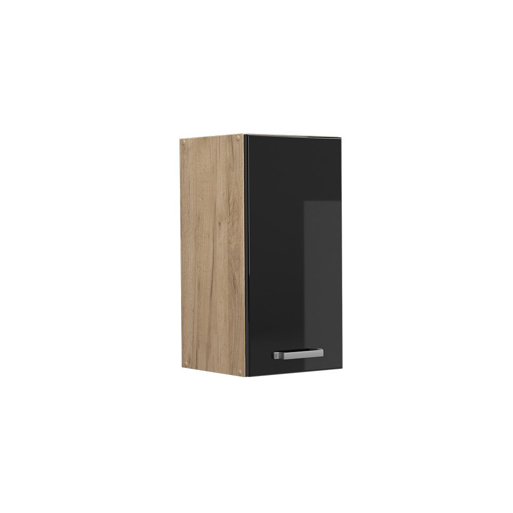 Vicco Hängeschrank R-Line, Schwarz Hochglanz/Goldkraft Eiche, 30 cm (1-St)