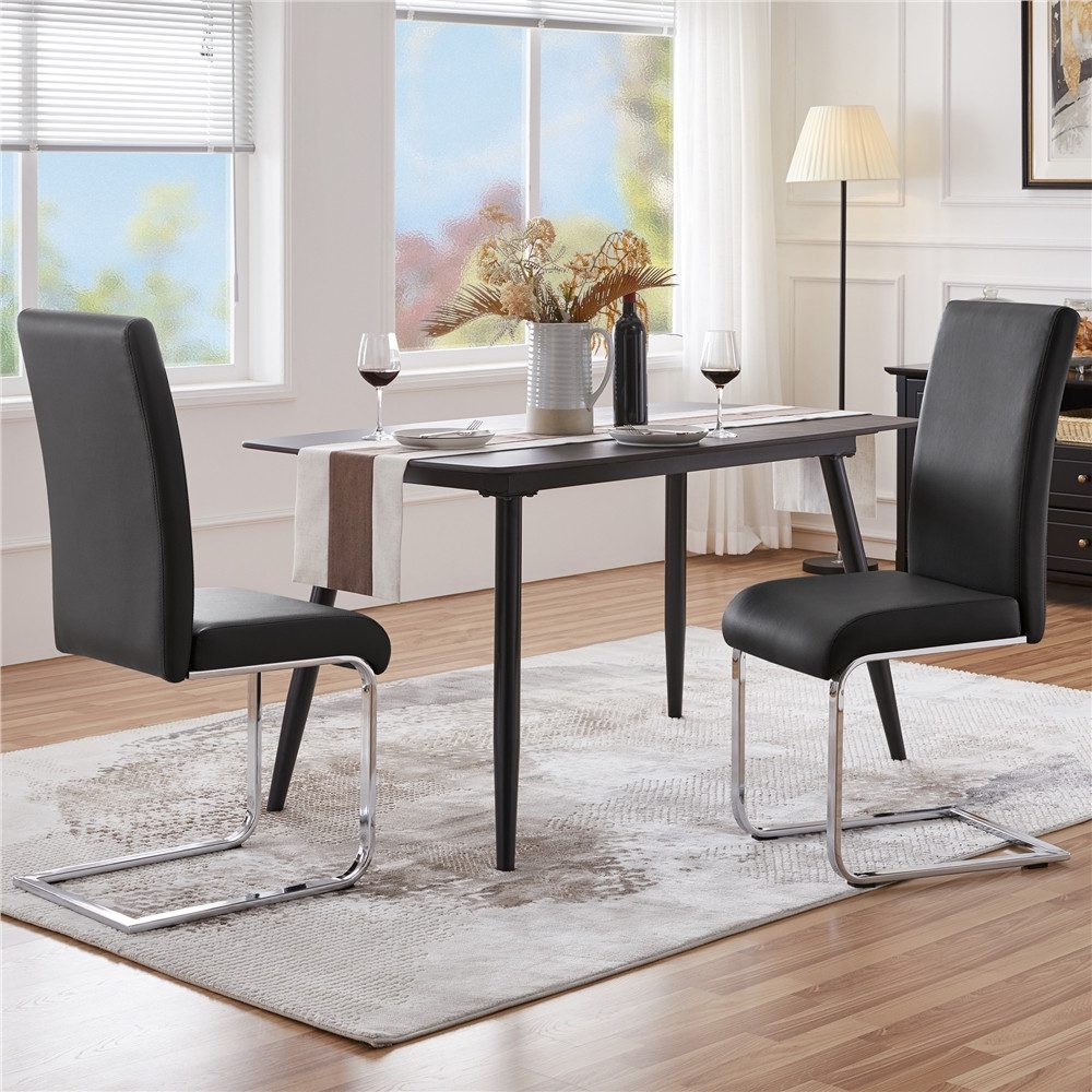 Yaheetech Esszimmerstuhl 2/4/6-er Küchenstuhl (2 St), Schwinger Polsterstuhl mit Ergonomischer Rückenlehne & Metallbeine