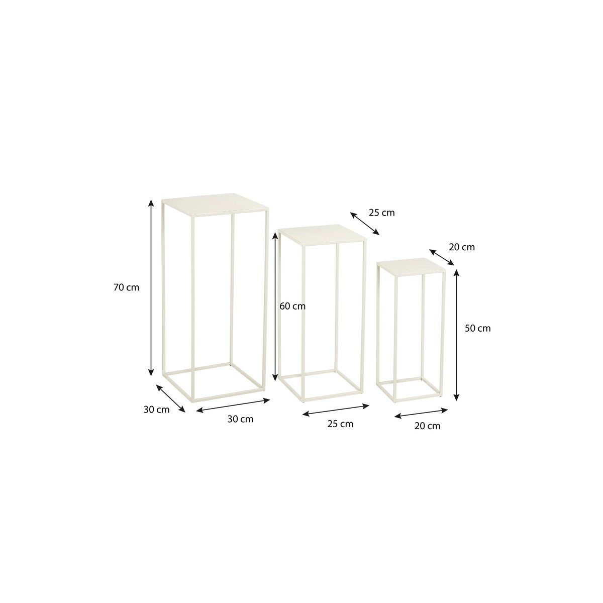 Mica Decorations Beistelltisch Mica Decorations Quinty Beistelltisch off white Satz von 3 - l30xb30xh