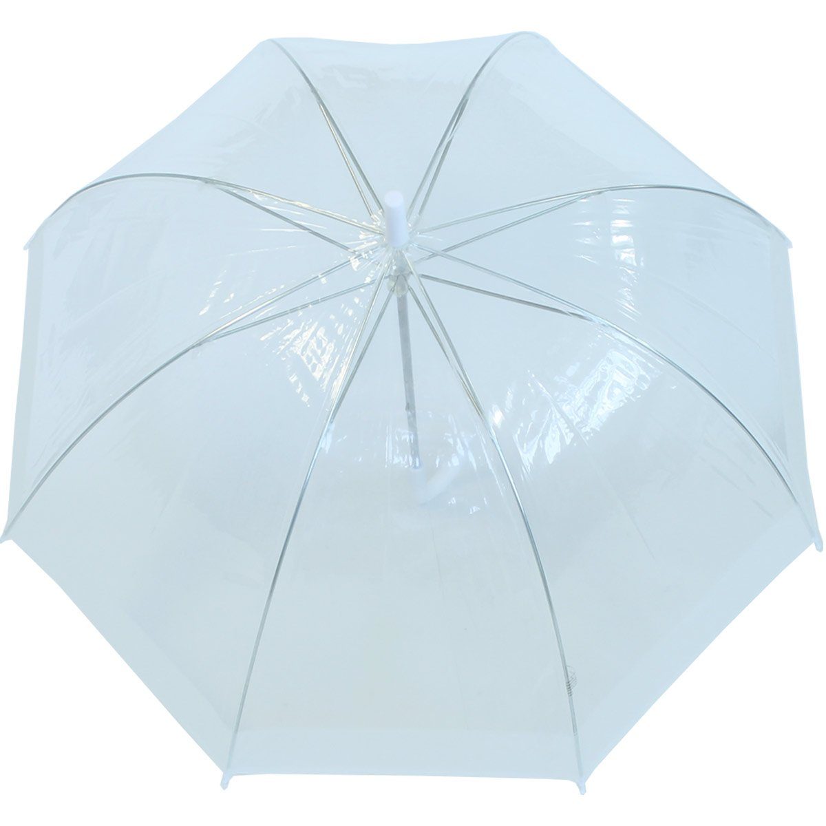 HAPPY RAIN Stockregenschirm Glockenschirm durchsichtig transparent mit Borte, durchsichtig