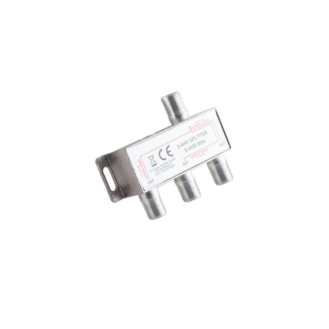 Kabelbude.eu Koax-Kabelverbinder F-Serie; Stammverteiler 3-fach; 5-2400 MHz DC 85dB | Kabelverbinder