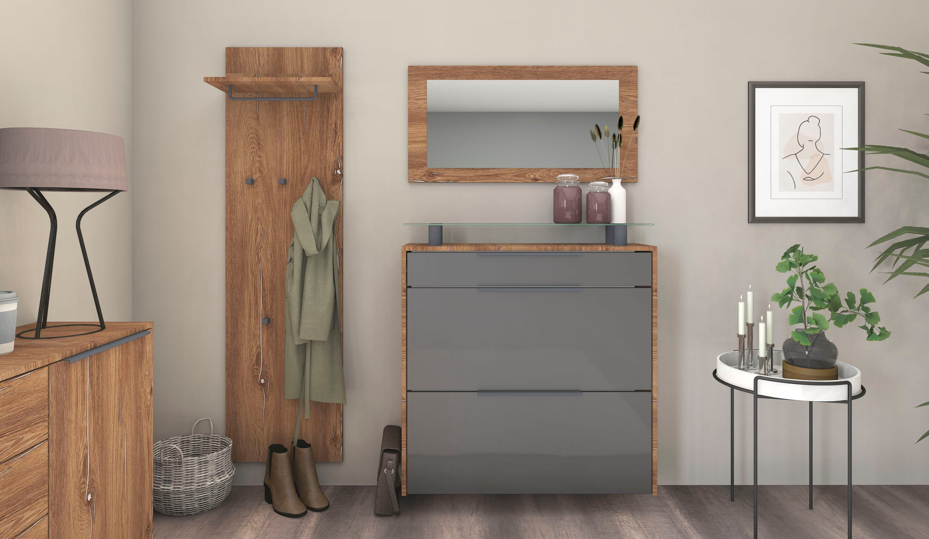 borchardt Möbel Garderoben-Set Tom, (3-St), Schuhschrank hängend