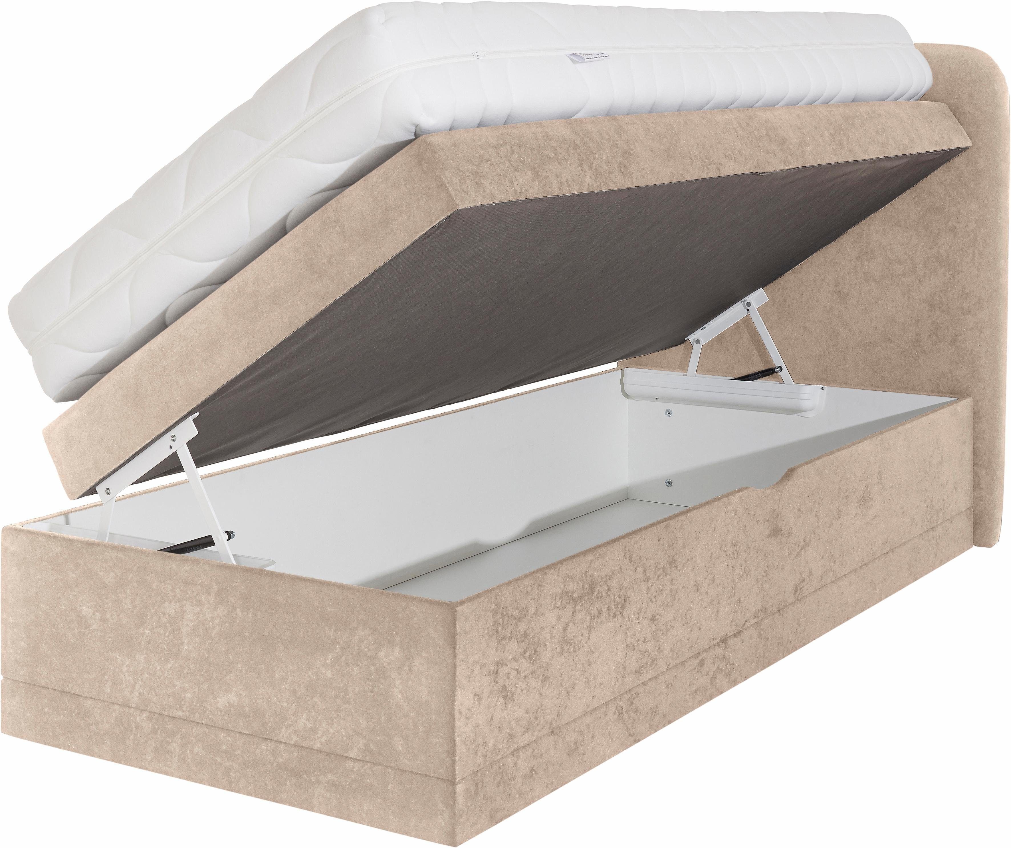Westfalia Schlafkomfort Boxspringbett, mit Zierkissen und verchromten Kufen günstig online kaufen