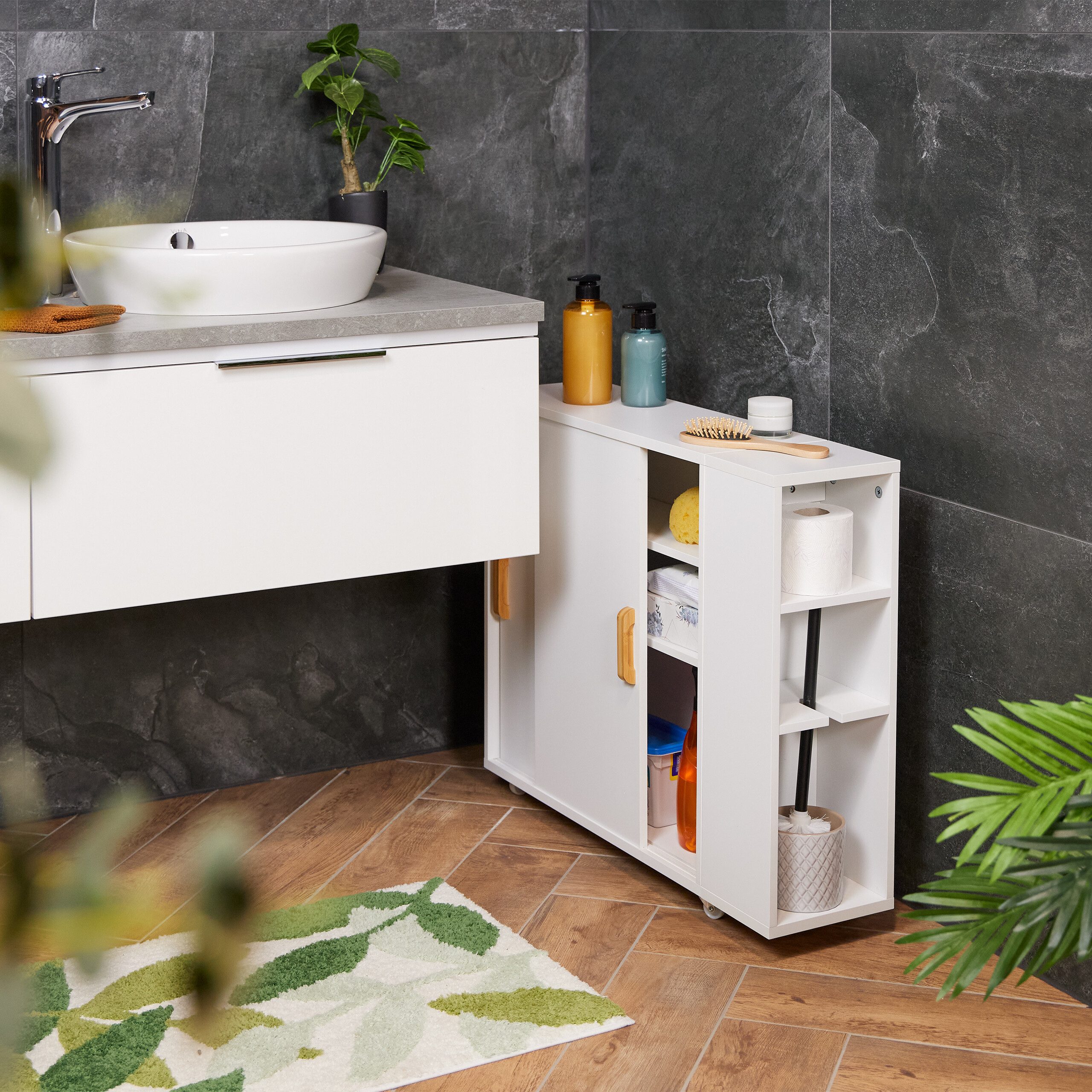 relaxdays Badregal Nischenschrank mit Schiebetüren günstig online kaufen