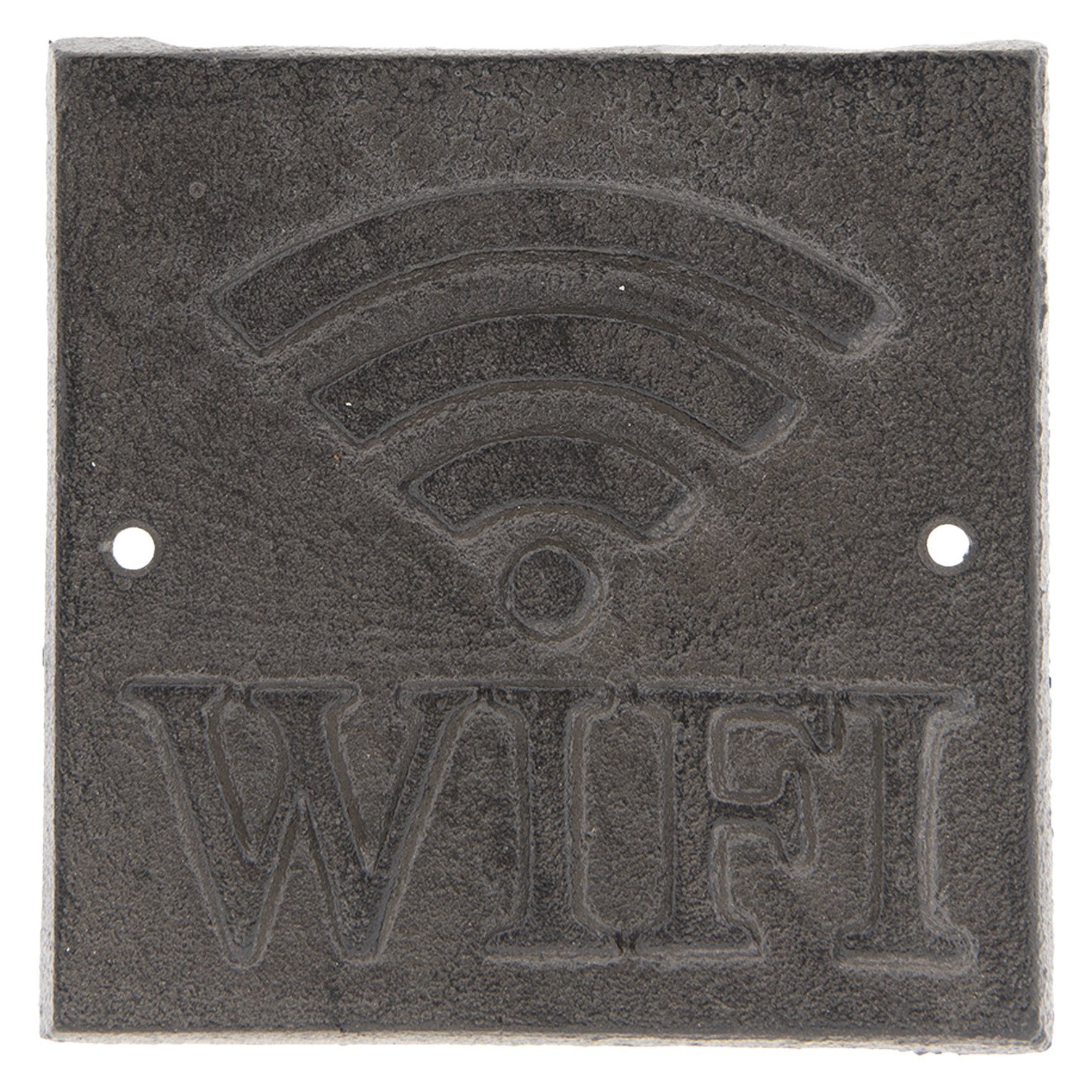 Clayre & Eef Wandbild, WIFI, Wifi Hinweisschild aus Gusseisen Praegung Retro Vintage Stil M