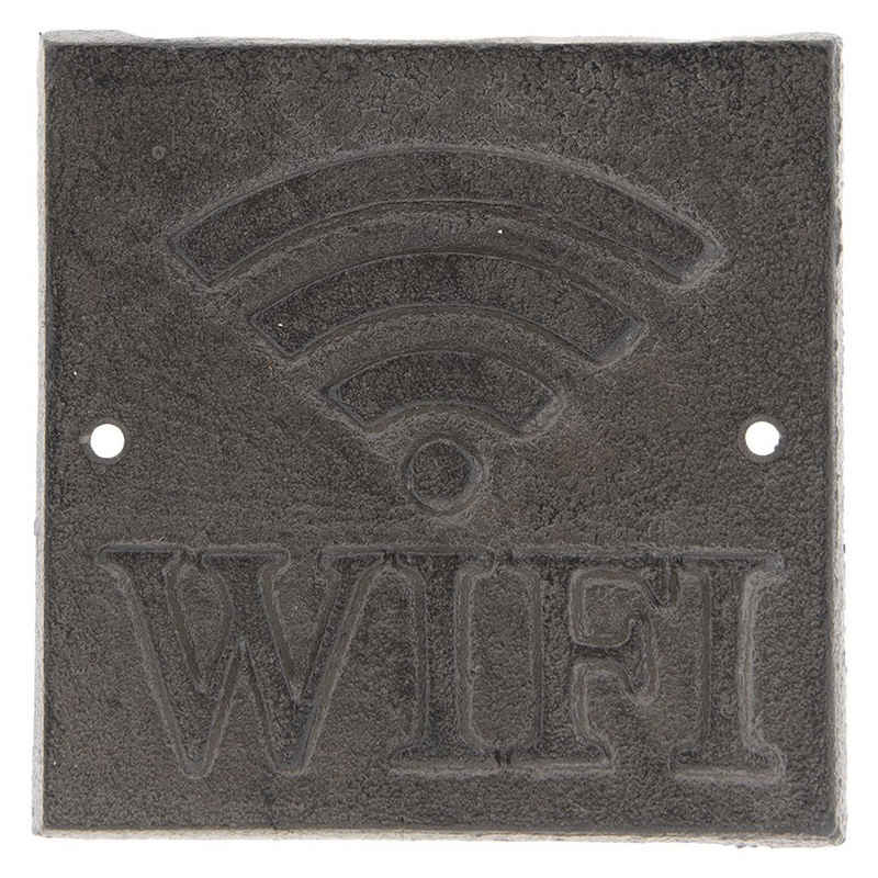 Clayre & Eef Wandbild, WIFI, Wifi Hinweisschild aus Gusseisen Praegung Retro Vintage Stil M